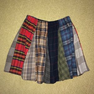 Patched flannel skirt